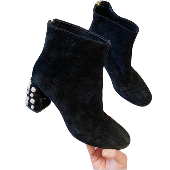 #41 Alice + Olivia Mulberry Pearl Heel Booties Sz 9.5